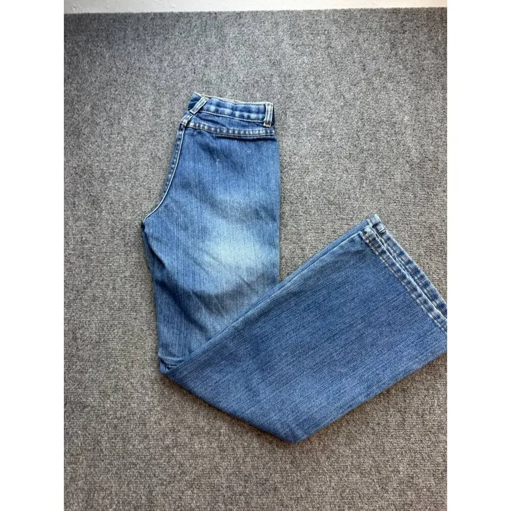 Y2K Old Navy Brand Girls Size 16 Flare Patch Pocket Blue Jeans